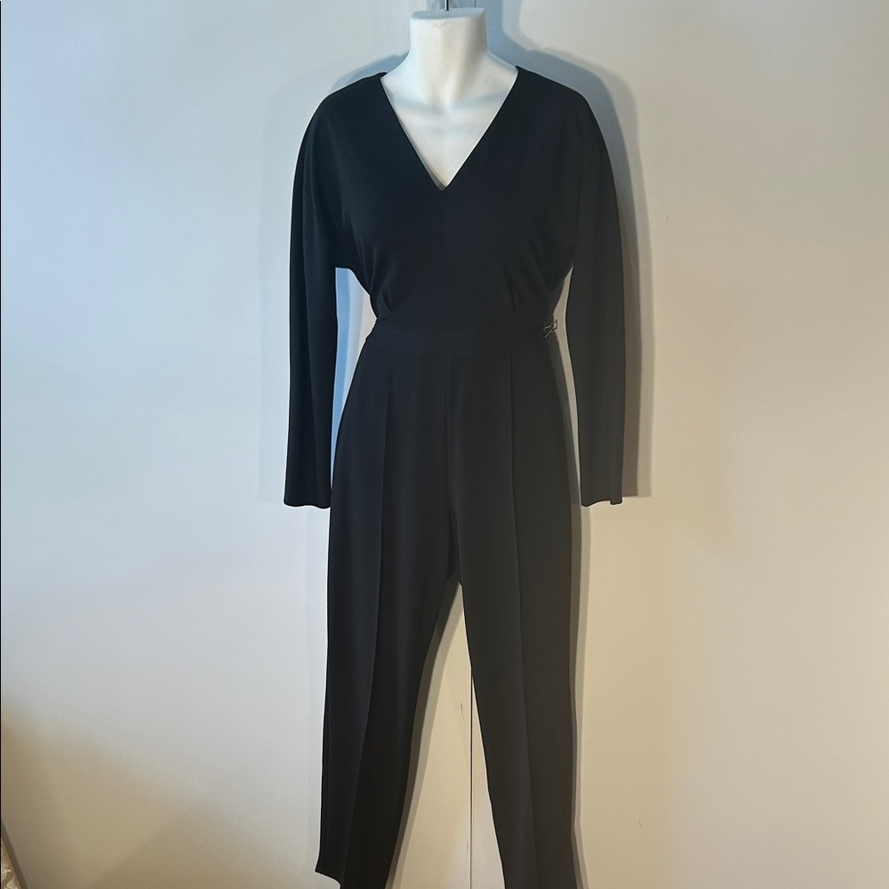 H by Halston SZ M Black Jumpsuit Minimalist Career Chic Special Event Layering